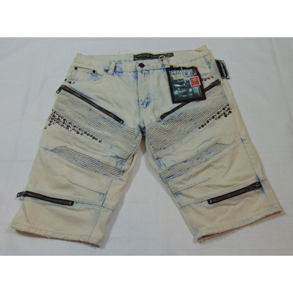 Heritage America Mens Size 38 Shorts indie sleaze Goth Grunge Stonewash Rivets